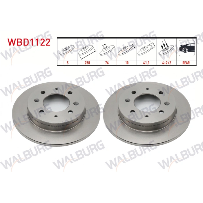 FREN DISKI ARKA DUZ 4 BJN 258X10X76X41,3 KIA CERATO (LD) 1.5 CRDI 2004-2012 / CERATO (LD) 1.6i 2004-2012
