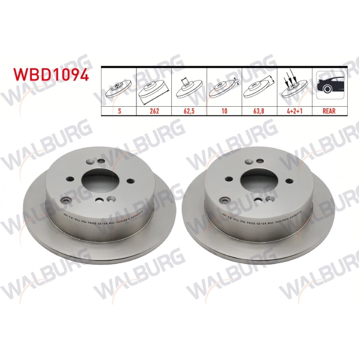 FREN DISKI ARKA DUZ 4 BJN 262X10X62,5X64,5 HYUNDAI ACCENT ERA 1.4i 16v - 1.5 CRDI -1.6 CVVT 2006-2012/ I20 1.2 D-CVVT - 1.4 CVVT - 1.4 CRDI 2008-2015/ KIA RIO II 1.4i 16v - 1.5 CRDI 2006-2011