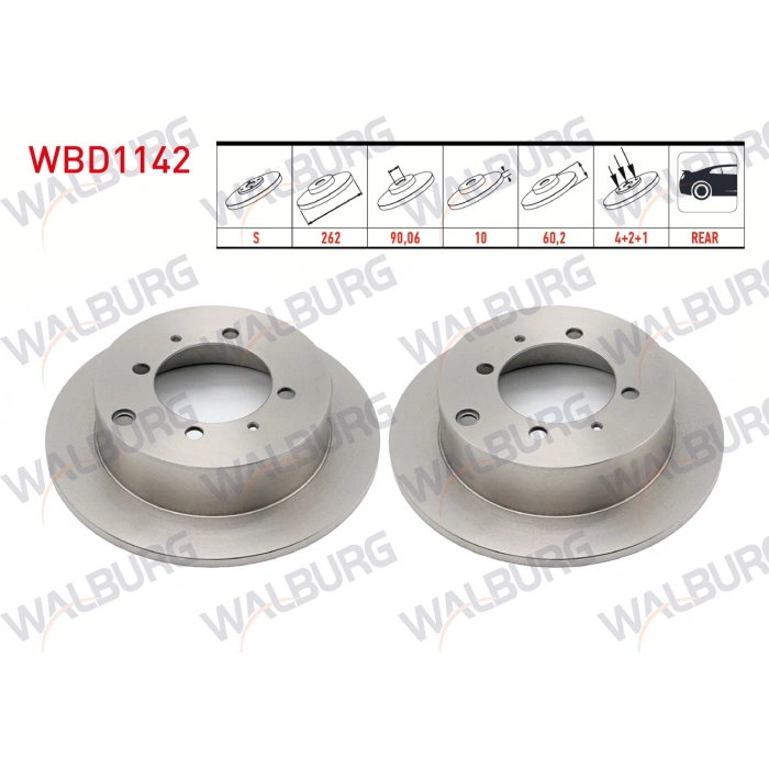 FREN DISKI ARKA DUZ 4 BJN 262X10X90,06X60,2 MITSUBISHI LANCER VII (CSA) 1.3 2003-2007 / LANCER VII (CSA) 1.6 4 2003-2007