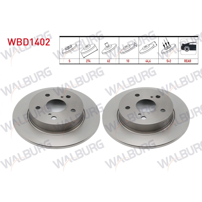 FREN DISKI ARKA DUZ 5 BJN 274X10X62X47,4 TOYOTA COROLLA 1.6 2019-