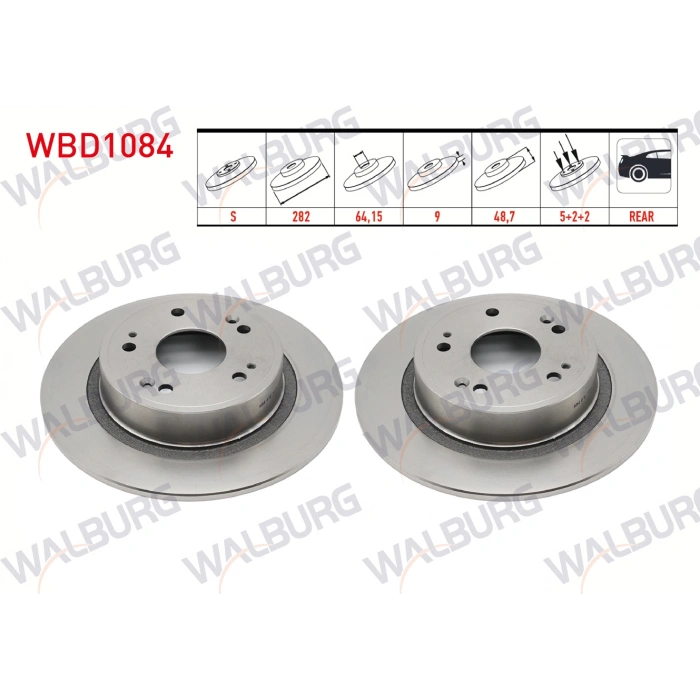 FREN DISKI ARKA DUZ 5 BJN 282X9X64X48,7 HONDA ACCORD VIII (CU) 2.0 I-VTEC 2008-