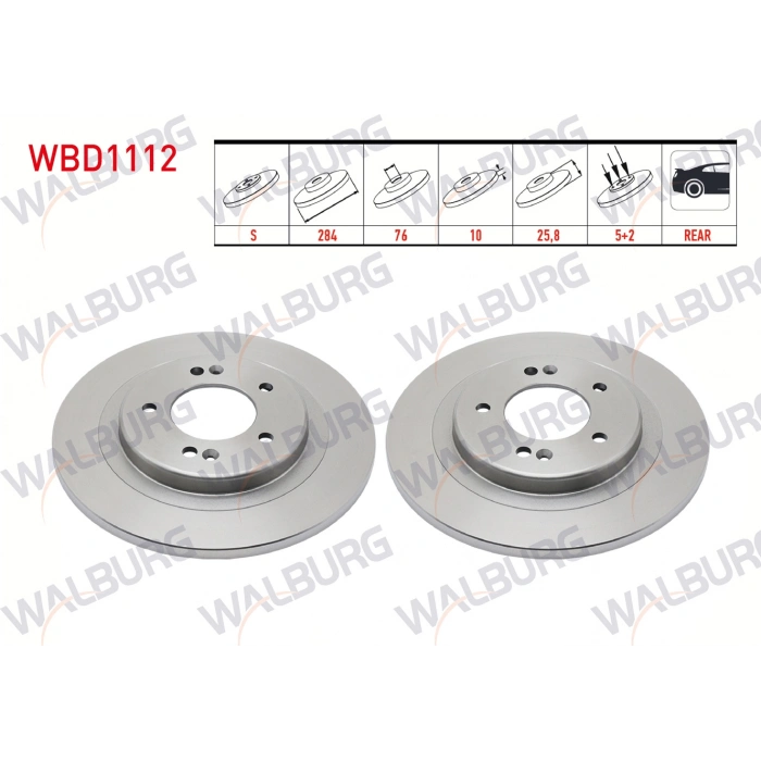 FREN DISKI ARKA DUZ 5 BJN 284X10X76X25,8 HYUNDAI I30 (GD) 1.6 GDI 2011-2017 / I30 (GD) 1.6 CRDI 2011-2017 / I30 (PDE, PD) 1.4 MPI 2016- / I30 (PDE, PD) 1.6 CRDI 2016-