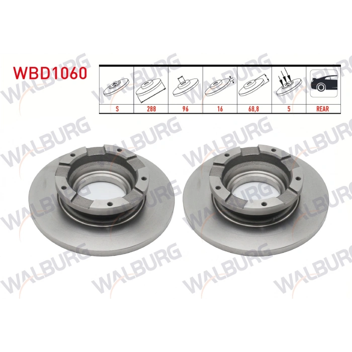 FREN DISKI ARKA DUZ 5 BJN 288X16X96X68,8 FORD TRANSIT CUSTOM (V362) 2.2 TDCI ABSLI 2012-/ TRANSIT (V363) 2.2 TDCI TEK TEKER ABSLI 2014-