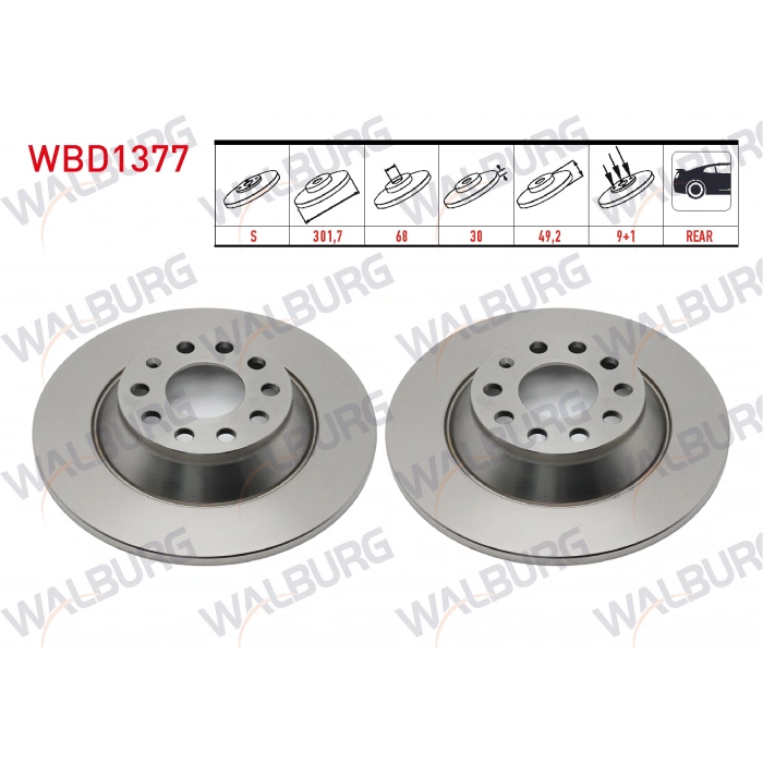 FREN DISKI ARKA DUZ 5 BJN 301,70X12X68X49,20 AUDI A6 2.0 TDI -2.7 TDI -3.0 TDI -2.0 TFSI -2.4 -3.0 TFSI -3.2 FSI - 4.2 2004-2011