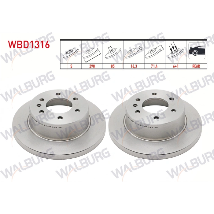 FREN DISKI ARKA DUZ 6 BJN 298X16,3X85X71,4 CRAFTER 30-35 2.0 TDI - 2.5 TDI 2006-2016 / SPRINTER 2T 208 D 1995-2006 / SPRINTER 3,5T 313-315-316 CDI 2006-2009