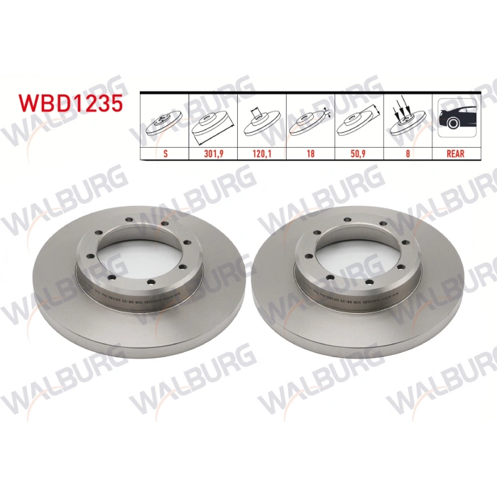FREN DISKI ARKA DUZ 8 BJN 302X18X120,1X50,9 RENAULT MASTER III (FV) 2.3 DCI CIFT TEKER 2010-