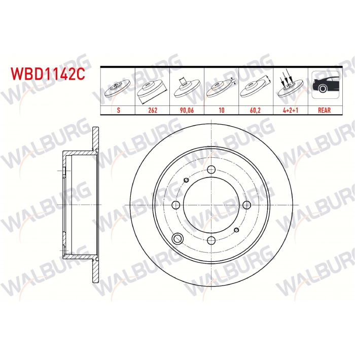 FREN DISKI ARKA DUZ KAPLAMALI 4 BJN 262X10X90,06X60,2 MITSUBISHI LANCER VII (CSA) 1.3 2003-2007 / LANCER VII (CSA) 1.6 4 2003-2007