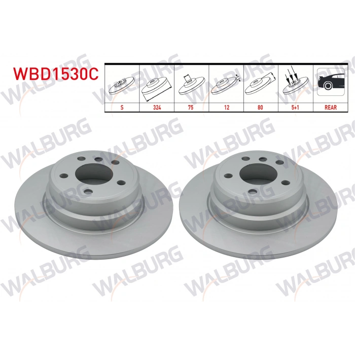 FREN DISKI ARKA DUZ KAPLAMALI BMW X5 (E53) 3.0 D 5 BJN 324X12X75X80 2000-2007