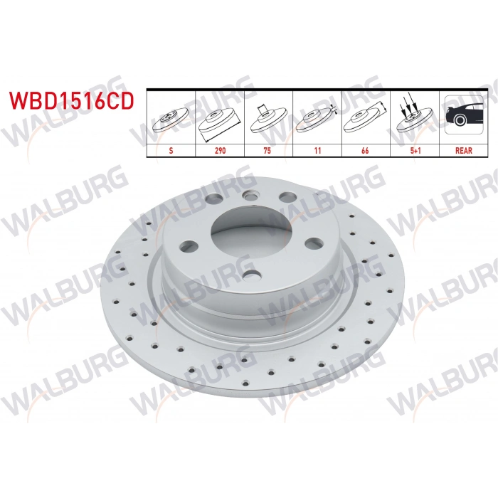 FREN DISKI ARKA DUZ KAPLAMALI PERFORMANS DELIKLI BMW 1 SERISI (F20,F21) 116 D 5 BJN 290X11X75X66 2010-