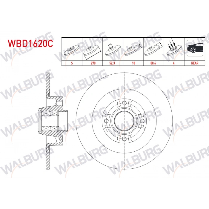 FREN DISKI ARKA DUZ KAPLAMALI RULMANLI PORYALI 4 BJN MANYETIK ABS OKUYUCULU 270X10X52,3X80,2 RENAULT MEGANE II SW 2003-2009/ SCENIC II 2003-2010