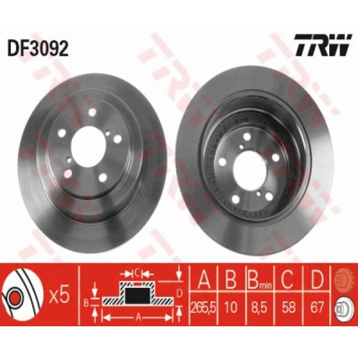 FREN DISKI ARKA . FORESTER (SF, SG) 2.0 T:2.5 T 98-07