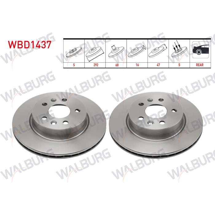 FREN DISKI ARKA HAVALI 5 BJN 292X16X68X47 NISSAN X-TRAIL 1.6 DCI 2014- / NISSAN QASHQAI J12 1.3 DIG-T 2021- / RENAULT KOLEOS 1.6 DCI - 2.0 DC I 2016- / AUSTRAL E-TECH 2022-