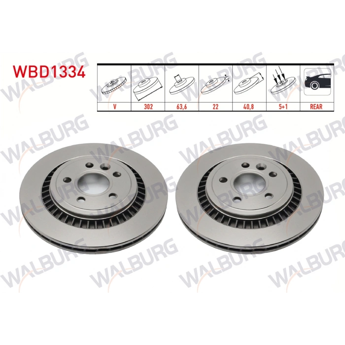 FREN DISKI ARKA HAVALI PERFORMANS DELIKLI 5 BJN 302X22X63,6X40,8 S60 II T3-T4-T5-D3-D5-2.0T (ELEKTRONIK EL FRENI) 2010-/S80 II D3-D5-T5-T6 2006-/V60 T6-T5-D3-D5-1.6D 2010-/V70 III 1.6D-2.0D 2006-/XC70