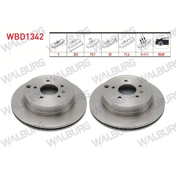 FREN DISKI ARKA HAVALI 5 BJN 303X20X70,7X71,6 CHEVROLET CAPTIVA (C100) 2.0 D 2006-2012 / OPEL ANTARA 2.0 CDTI 2007- / CAPTIVA (C140) 2.0 D 2012-2014