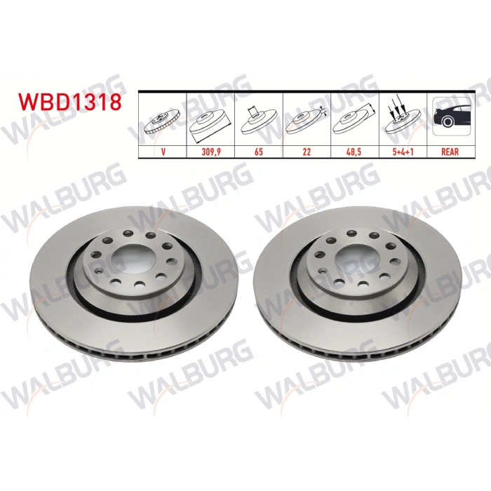 FREN DISKI ARKA HAVALI 5 BJN 309,9X22X65X48,5 GOLF V-VI-VII-VIII 03-/ARTEON 17-/ PASSAT B6-B7-B8 05-/ TIGUAN 16-/ T-ROC 17-/ KODIAQ 16-/ OCTAVIA III-IV 16-/ SUPERB II-III 08-/ LEON 13-/ A3 07-