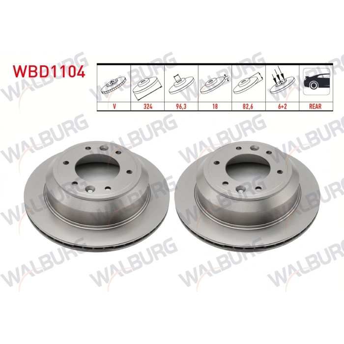 FREN DISKI ARKA HAVALI 6 BJN 324X18X96,3X82,6 HYUNDAI H1 2.5 CRDI 2008-