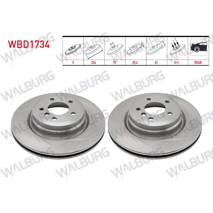 FREN DISKI ARKA HAVALI BMW 3 SERISI (E90) 320 i 5 BIJON 336X22X75X67,1 2005-2011