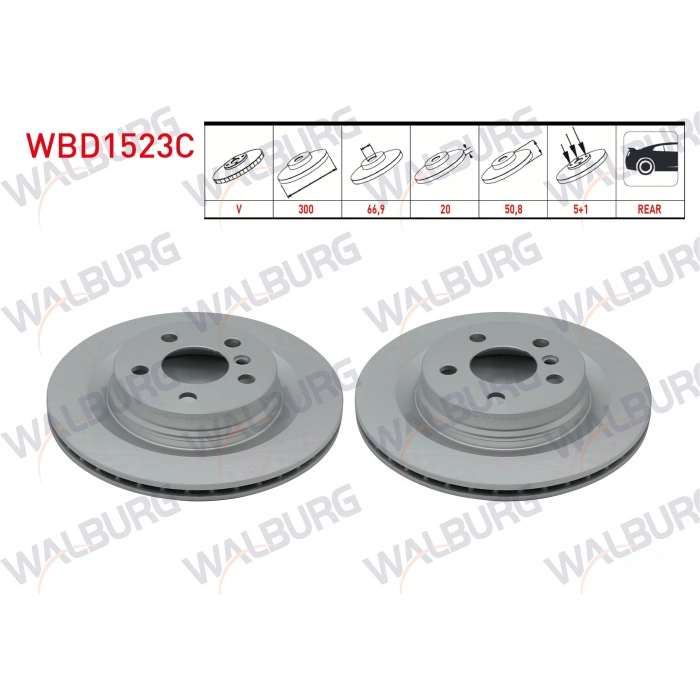 FREN DISKI ARKA HAVALI KAPLAMALI 5 BJN 300X20X66,9X50,8 BMW X1 (F48) 2.0 D - 2.0i 2014-