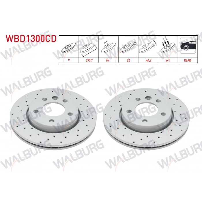 FREN DISKI ARKA HAVALI KAPLAMALI PERFORMANS DELIKLI 5 BJN 293,7X22X76X44,2 VW TRANSPORTER V 1.9 TDI-2.0 TDI-2.4-2.5 TDI 03-15/ TRANSPORTER VI 2.0 TDI 15-/ TRANSPORTER VII 2.0 TDI 19-/ MULTIVAN V 03-15
