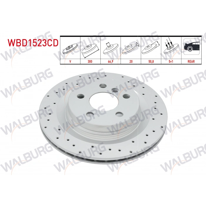 FREN DISKI ARKA HAVALI KAPLAMALI PERFORMANS DELIKLI 5 BJN 300X20X66,9X50,8 BMW X1 (F48) 2.0 D - 2.0i 2014-