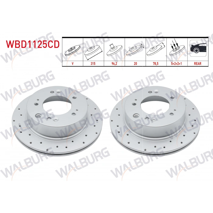 FREN DISKI ARKA HAVALI KAPLAMALI PERFORMANS DELIKLI 5 BJN 315X20X96,2X78,5 KIA SORENTO I (JC) 2.5 CRDI 2002-2009 / SORENTO I (JC) 2.5 CRDI 2002-2009