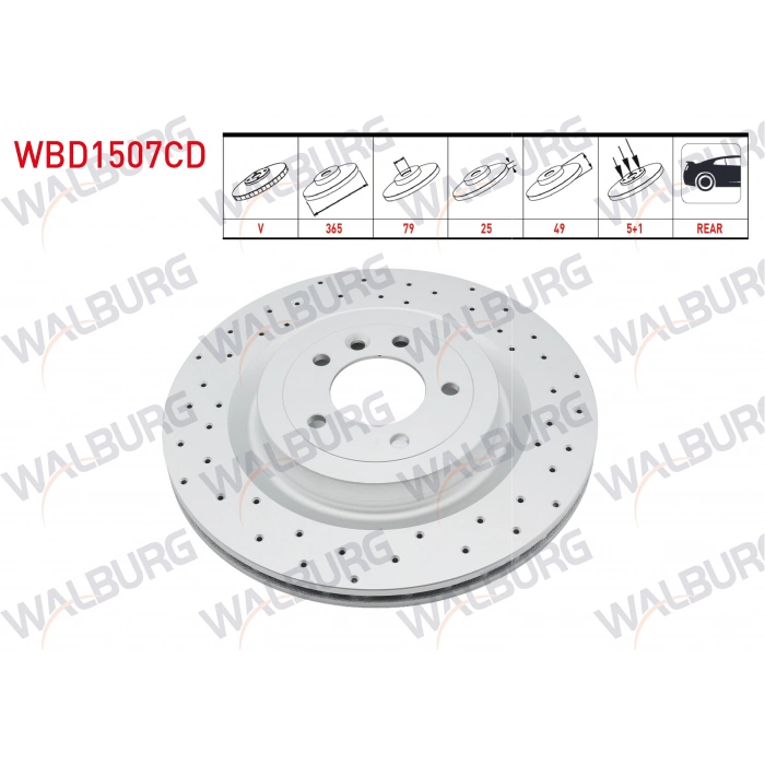 FREN DISKI ARKA HAVALI KAPLAMALI PERFORMANS DELIKLI LAND ROVER RANGE ROVER IV (LG) 3.0 TD 5 BJN 365X25X79X49 2012-