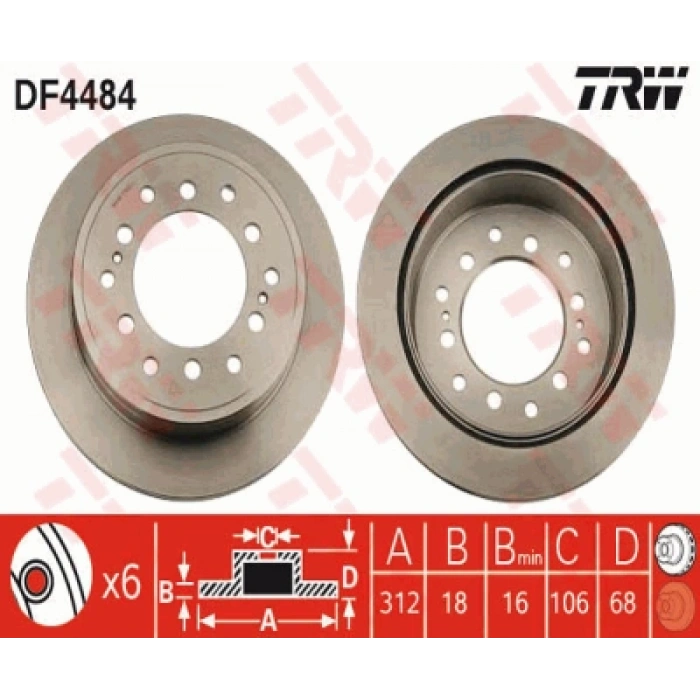 FREN DISKI ARKA . LAND CRUISER (J9) : LAND CRUISER PRADO (J12) 03-06 3.4 24V: 3.0 TD:3.0 D4D 96-02