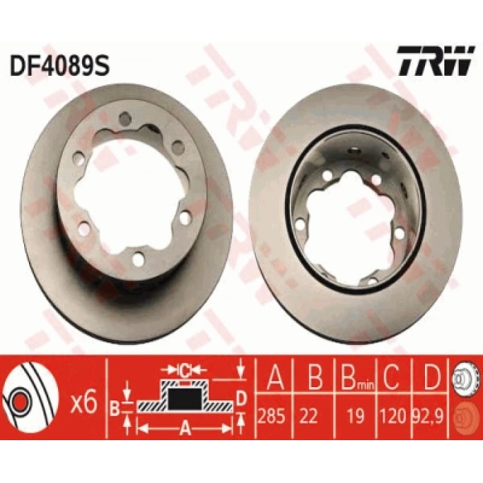 FREN DISKI ARKA MERCEDES BENZ SPRINTER 3-t 1995 - 2006, SPRINTER 4-t 1996 - 2006, SPRINTER 4,6-t 2006 >>, VARIO 1996 >> - 97-00