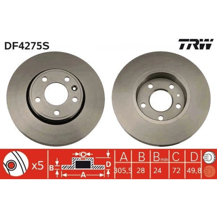 FREN DİSKİ ARKA TRAFIC VIVARO 1.9D DTI 16V 2.5 DTI 08 01 PRIMASTAR 01 280×12x5DL ADET FİYATI