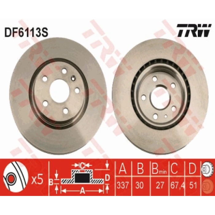 FREN DISKI ÖN 17 INCH+ 337 /30-27 mm INSIGNIA A A16LET A20NHT A28NET 10-