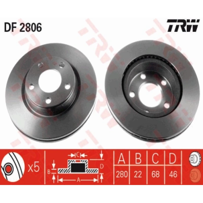 FREN DISKI ÖN 18398 / DDF1708 (TAKIM FIYAT) PASSAT-A4 BM 97-