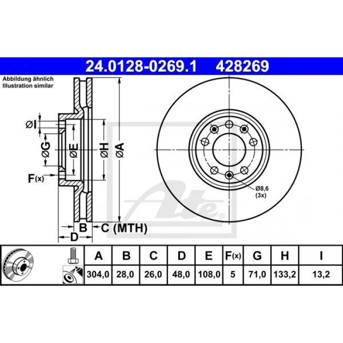 FREN DİSKİ ÖN ASTRA F 91> VECTRA A 88> VECTRA B 95> ASCONA C 81> KADETT E 84> CALIBRA A 90> ESPERO 94> LANOS 97> NEXIA 94> HAVALI 256MM