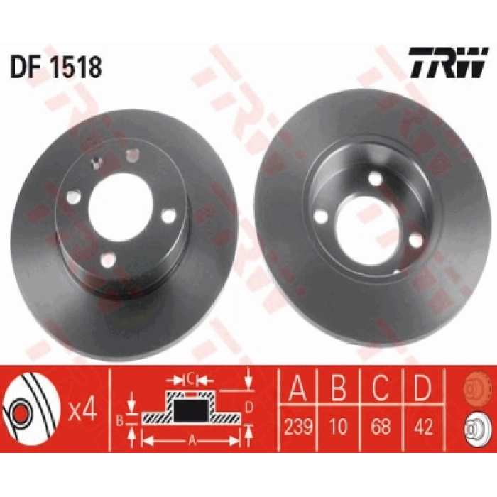 FREN DISKI ÖN DDF042 / DF1518 (ADET FIYAT) GOLF1-GOLF2-A80 BM 78-91