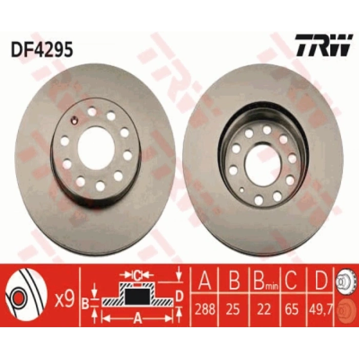 FREN DISKI ÖN DDF1218 / DF4295 (ADET FIYAT) CADDY-PASSAT-GOLF7 BM 04-