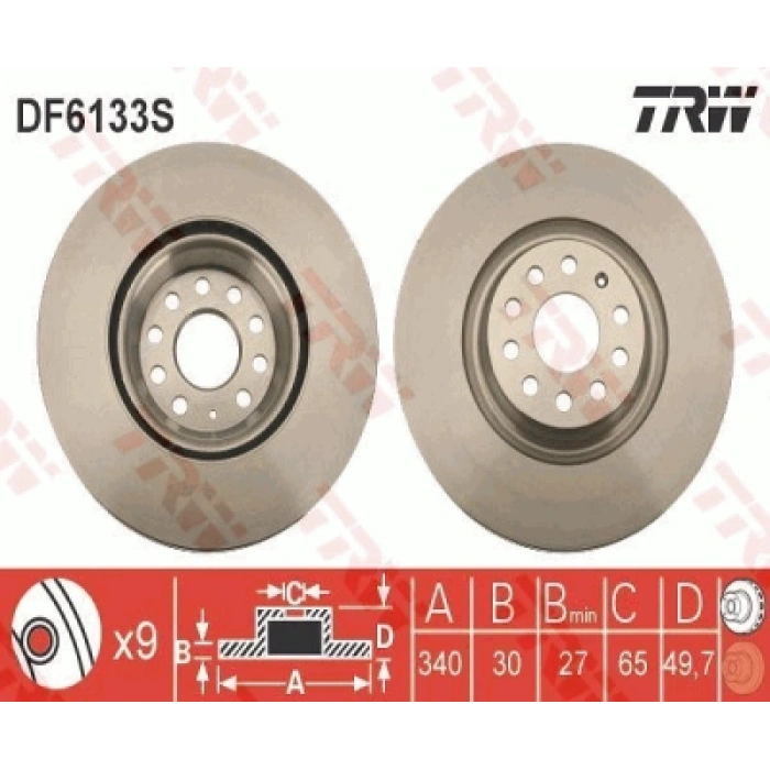 FREN DISKI ÖN DF6133S (ADET FIYAT) GOLF7-PASSAT-ARTEON-A3 BM 13-