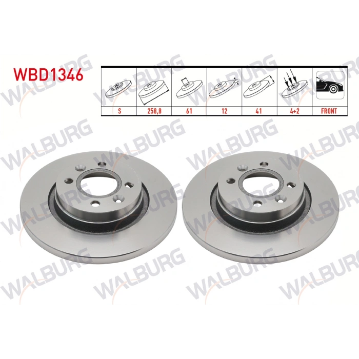 FREN DISKI ON DUZ 4 BJN 258,8X12X61X41 DACIA LOGAN (LS) 1.5 DCI 2004-2012 / LOGAN MCV (KS) 1.5 DCI 2007-2013 / SANDERO 1.4i -1.6i -1.5 DCI 2008-2013 / LOGAN MCV 1.2 16v 2007-2013
