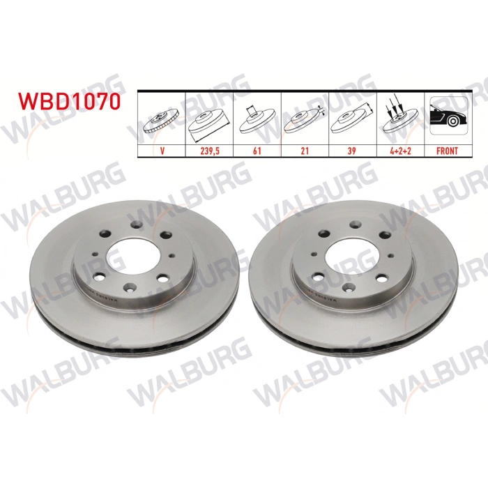 FREN DISKI ON HAVALI 4 BJN 240X21X61X39 HONDA JAZZ II (GD) 1.4i 2002-2004