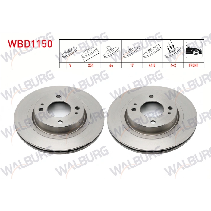 FREN DISKI ON HAVALI KAPLAMALI PERFORMANS DELIKLI 4 BJN 251X17X64X41,8 MITSUBISHI ATTRAGE (A10_) 1.2 2014- / SPACE STAR VI (A0_A) 1.2 2012-