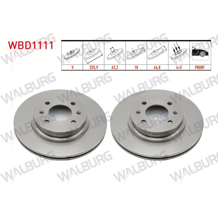 FREN DISKI ON HAVALI KAPLAMALI PERFORMANS DELIKLI 4 BJN 255,9X18X62,2X46,6 HYUNDAI I20 (PB, PBT) 1.2i 2008-2015/I20 (PB, PBT) 1.4 CRDI 2008-2015/I20 (PB, PBT) 1.4i 2008-2015/I20 (PB, PBT) 1.6 08-15