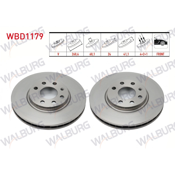 FREN DISKI ON HAVALI 4 BJN 260,4X24X60,1X41,1 OPEL CORSA C 1.3 CDTI - 1.7 CDTI - 1.4 - 1.6 2000-2006 / COMBO C 1.3 CDTI - 1.7 CDTI 2001-2006/ TIGRA B 1.3 CDTI 2000-2006