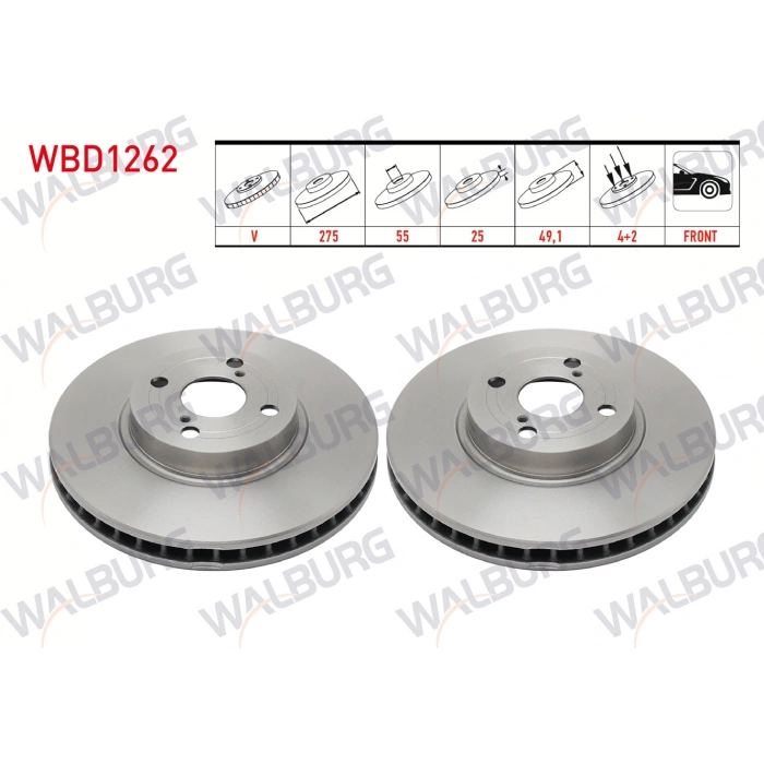 FREN DISKI ON HAVALI 4 BJN 275X25X55X49,1 TOYOTA COROLLA 1.4 D-4D 2002-2007 / COROLLA 2.0 D 2002-2007 / COROLLA 2.0 D-4D 2002-2007