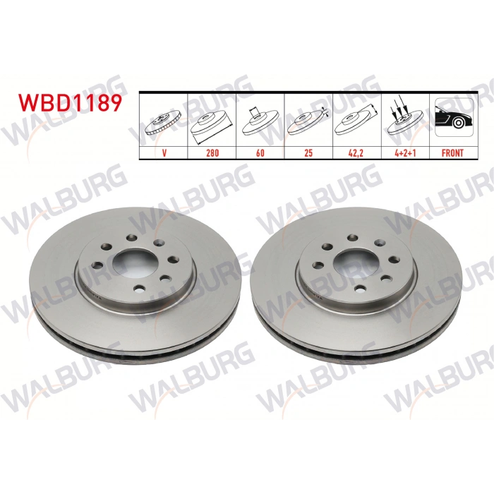 FREN DISKI ON HAVALI 4 BJN 280X25X60X42,2 OPEL COMBO C 1.3 CDTI - 1.7 CDTI - 2001-2006/ MERIVA A 1.6 - 1.3 CDTI 2003-2010/ ASTRA H 1.4i - 1.6i -1.3 CDTI 2004-2010