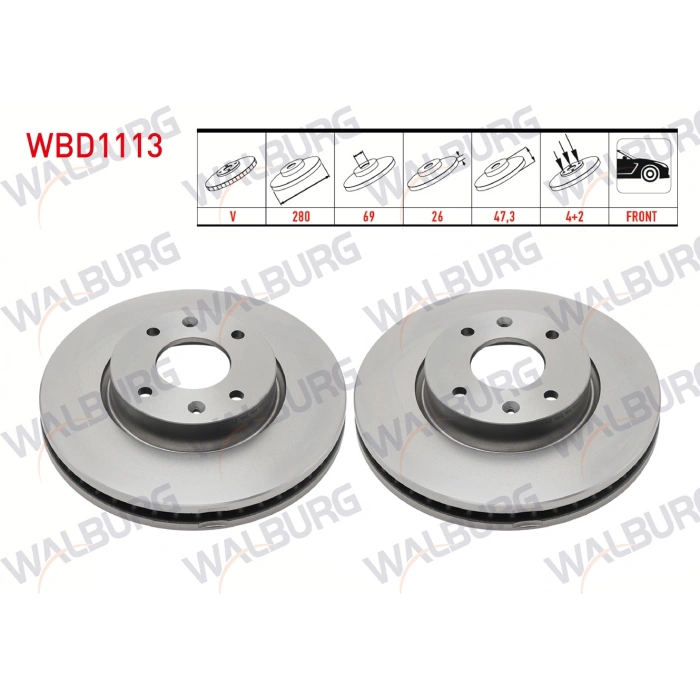 FREN DISKI ON HAVALI KAPLAMALI PERFORMANS DELIKLI 4 BJN 280X26X69X47,3 HYUNDAI ELANTRA 1.6i - 2.0 CRDI - 2.0 2001-2007/SONATA IV 2.0i 2001-2004/SONATA V 2.0 CRDI -2.0 2005-2010/KIA MAGENTIS 2.0i 16v