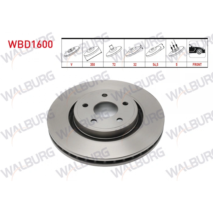 FREN DISKI ON HAVALI PERFORMANS DELIKLI 5 BJN 18 JANT 350X32X72X54,5 JEEP GRAND CHEROKEE IV (WK,WK2) 3.0 CRD - 3.6 V6 2010-