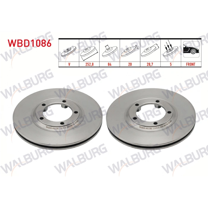 FREN DISKI ON HAVALI 5 BJN 252,8X20X84X28,7 HYUNDAI H100 2.5 D 1993-2004