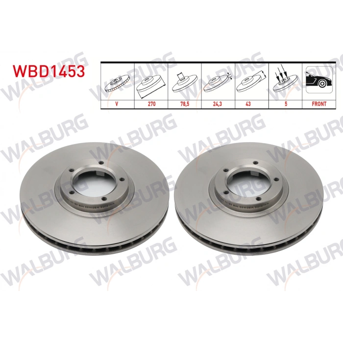 FREN DISKI ON HAVALI KAPLAMALI PERFORMANS DELIKLI 5 BJN 270X24,3X78,5X43 FORD TRANSIT (T15) 2.5 TD - 2.5 DI 1994-2000