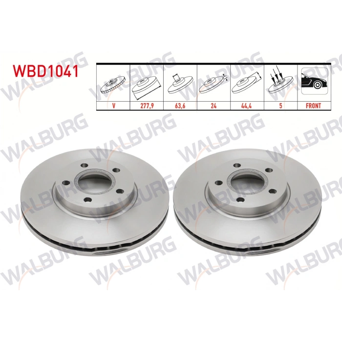 FREN DISKI ON HAVALI 5 BJN 277,9X24X63,6X44,4 FORD TRANSIT CONNECT 1.8 TDCI 2002-2013 / TOURNEO CONNECT 1.8 TDCI 2002-2013