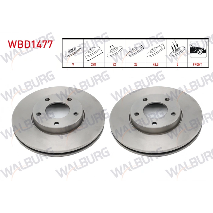 FREN DISKI ON HAVALI 5 BJN 278X25X72X48,5 MAZDA 3 (BL) 1.6 2003-2009