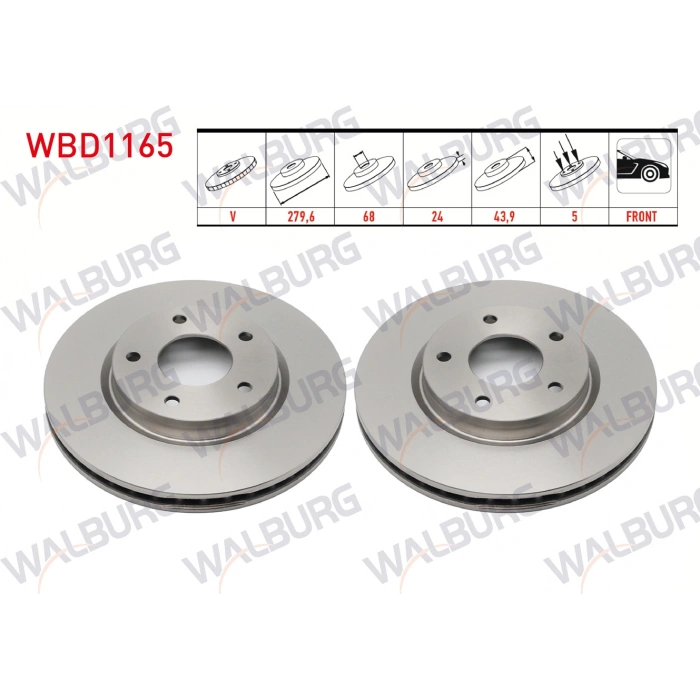 FREN DISKI ON HAVALI 5 BJN 280X24X68X44 NISSAN JUKE 1.5 DCI 2010- / JUKE 1.6 DIG-T 2010-