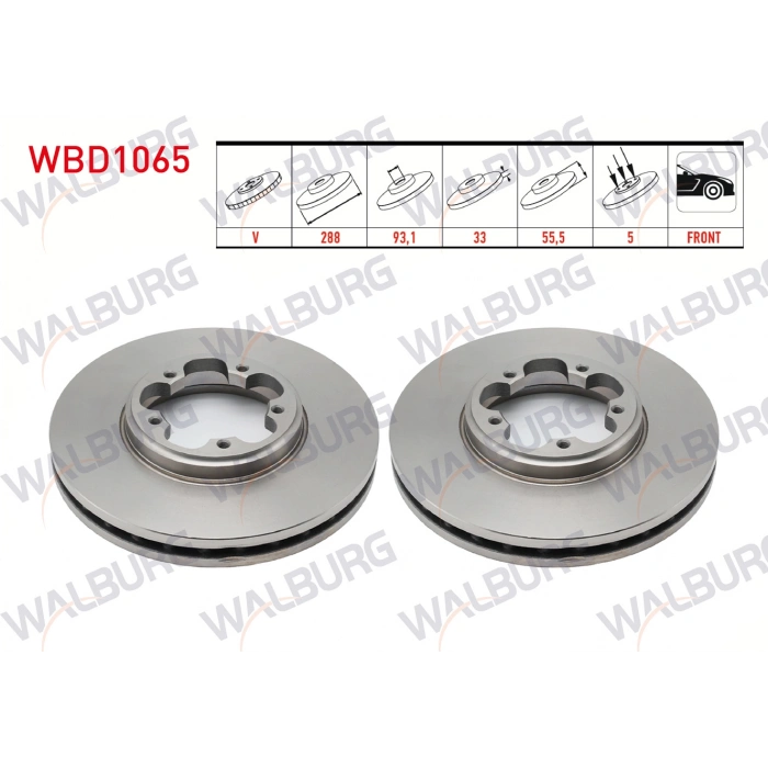 FREN DISKI ON HAVALI 5 BJN 288X33X93,1X55,5 FORD TRANSIT CUSTOM (V362) 2.2 TDCI 2012-